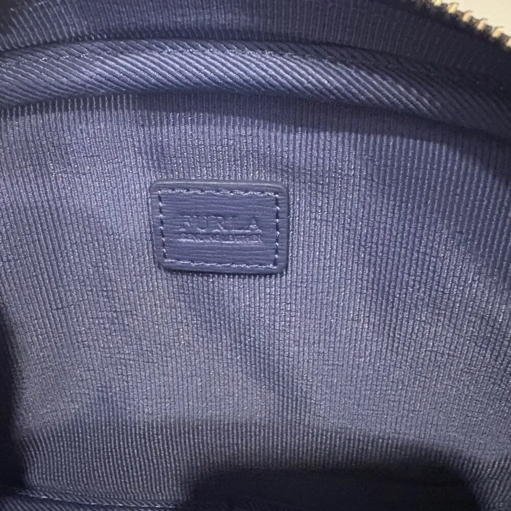 NWT FURLA  Leather Electra Cosmetic Pouch Bag Blue $110.00